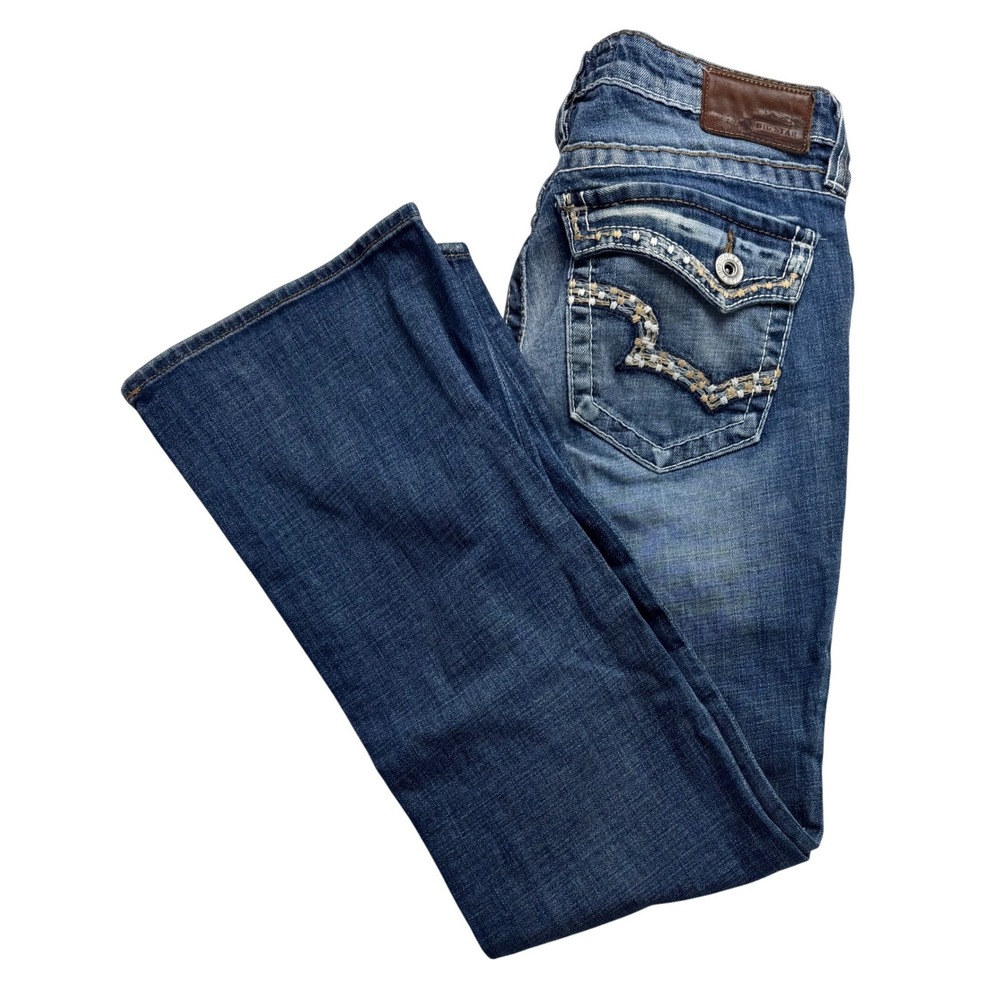 Big Star Maddie Boot Jeans Womens waist 31R Medium‎ Wash Embroidered Pocket